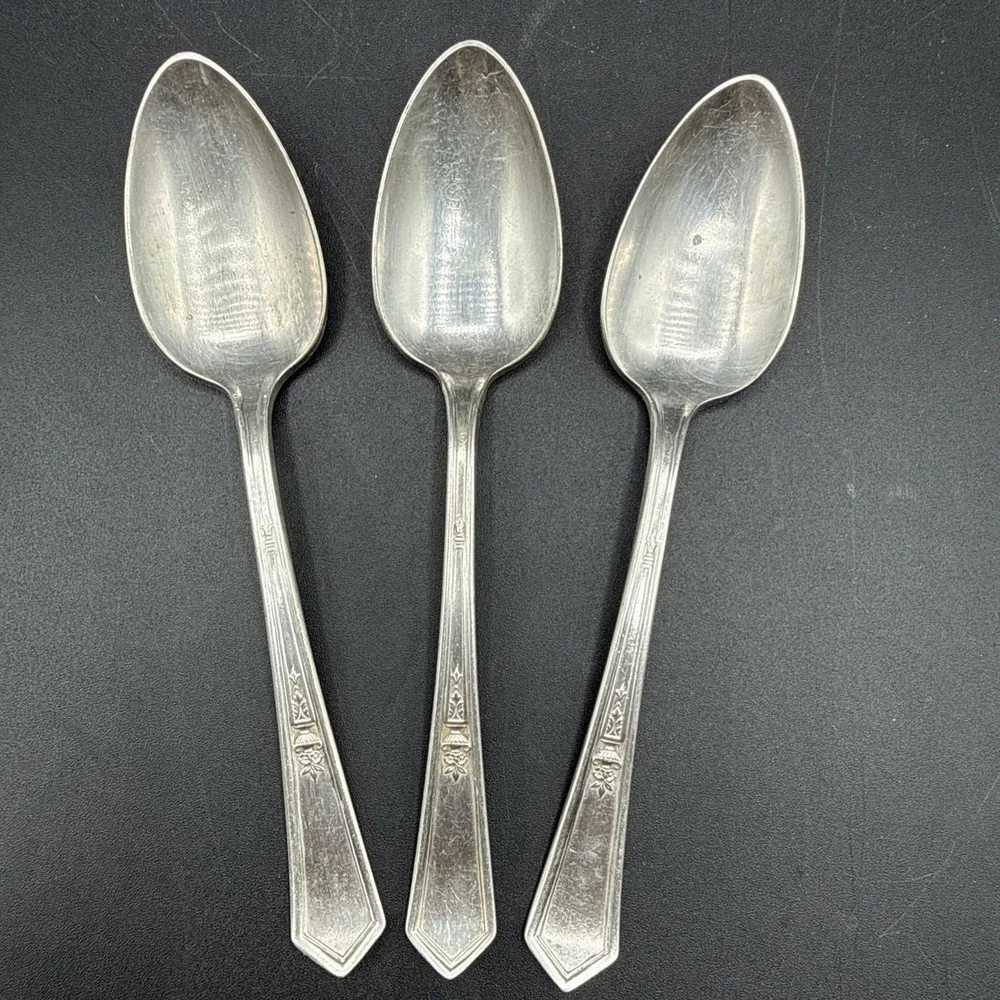 3‎ Vintage Wm Rogers LA TOURAINE Teaspoons Silverplate Spoons 1920 Set LOT